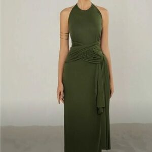 Elegant Olive Green Women's Wrap Dress
